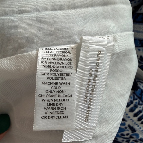 Loft Women’s Blue and White Striped Floral Fit & Flare Dress Size 10 - Picture 7 of 8